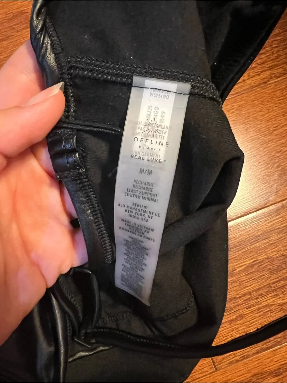 Offline by aerie Faux Leather Black Bralette with Adjustable Straps, Real Luxe